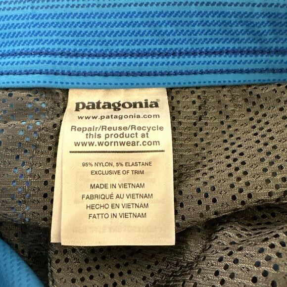 Patagonia Stretch Wavefarer Volley Shorts 16" Mens Medium Blue Striped Board - Picture 6 of 9